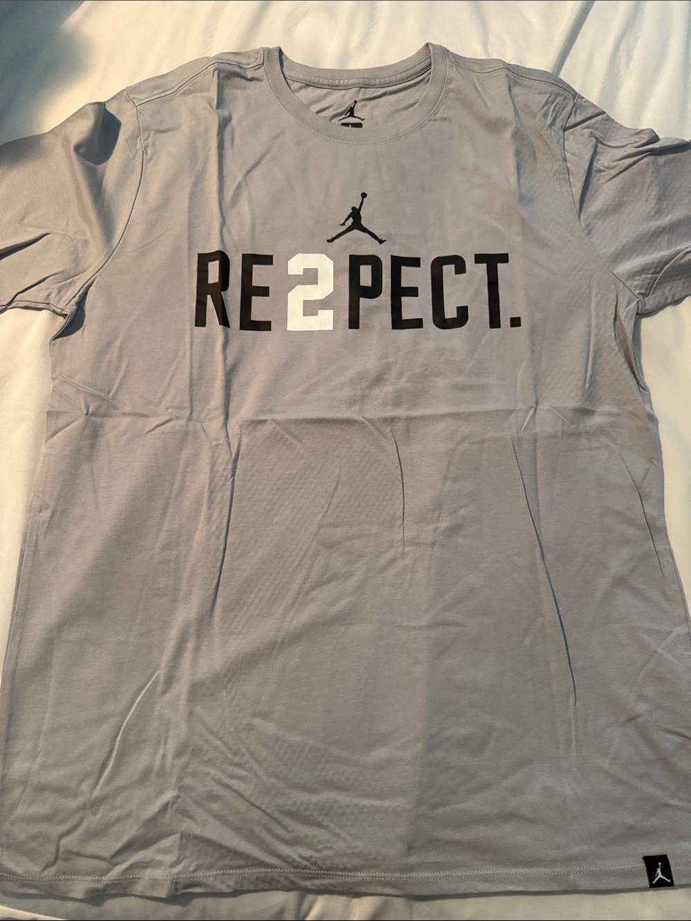 Jordan RE2PECT Short Sleeve Tee - Light Gray with Black and White Logo